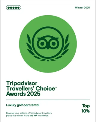 TripAdvisor Travelers' Choice Awards 2025 - #1 of 32 Transportation in San Pedro - Luxury Golf Cart Rental
